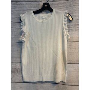 La Miel Ribbed Sleeveless Ruffle Top Size L